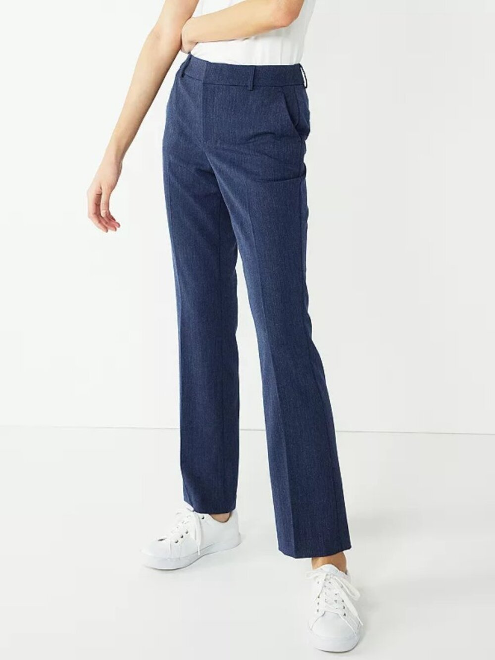 Women's Nine West Petite Barely Bootcut Midrise Dress Pants - Heather Navy - 6PS